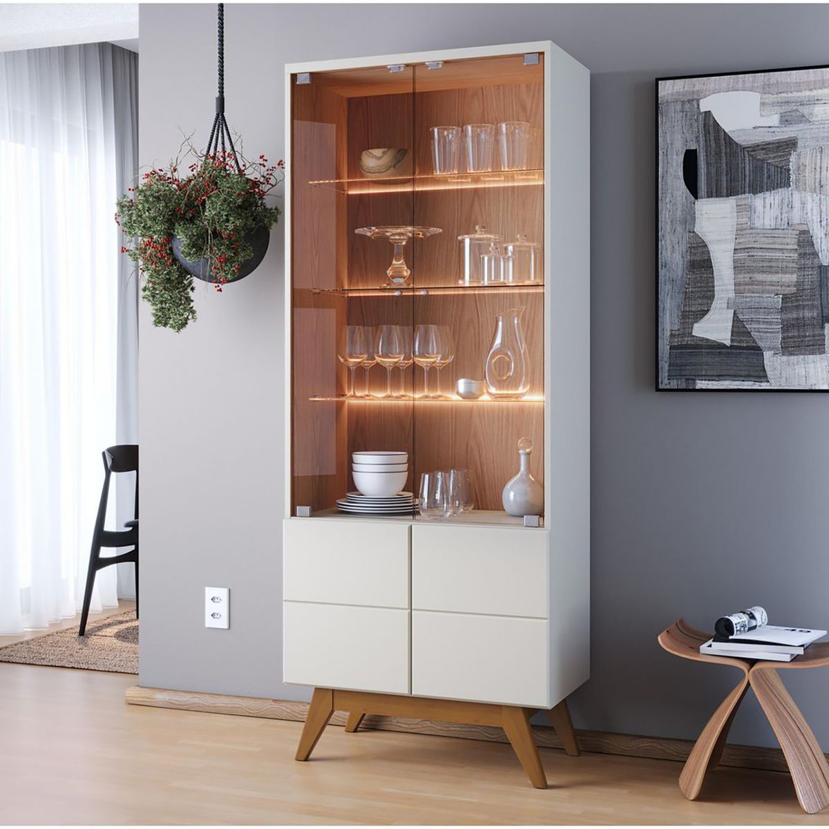 DI PORETTI - Combo vitrina + mesa de centro + arrimo Noronha