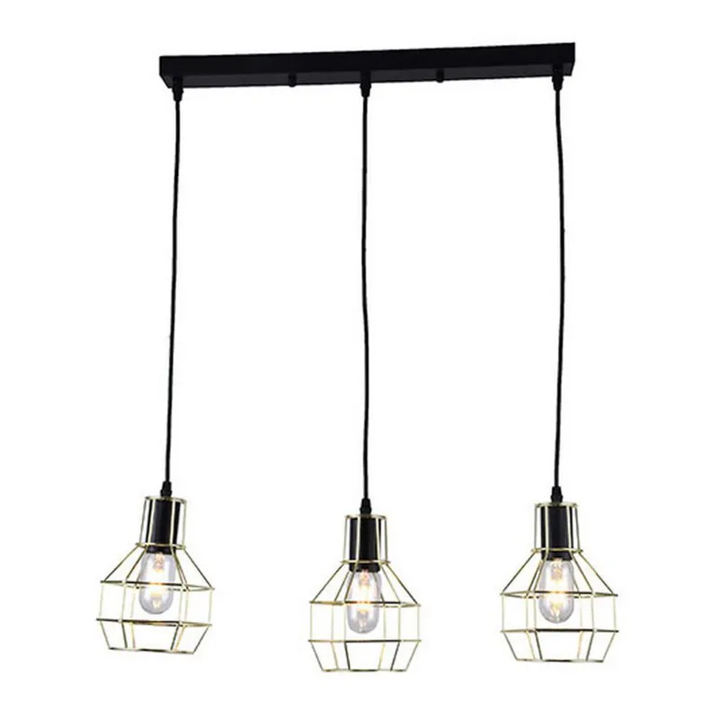 BP ILUMINACION - Lampara Colgante 3 Luces Kratia Metal Café/Marrón 52 cm