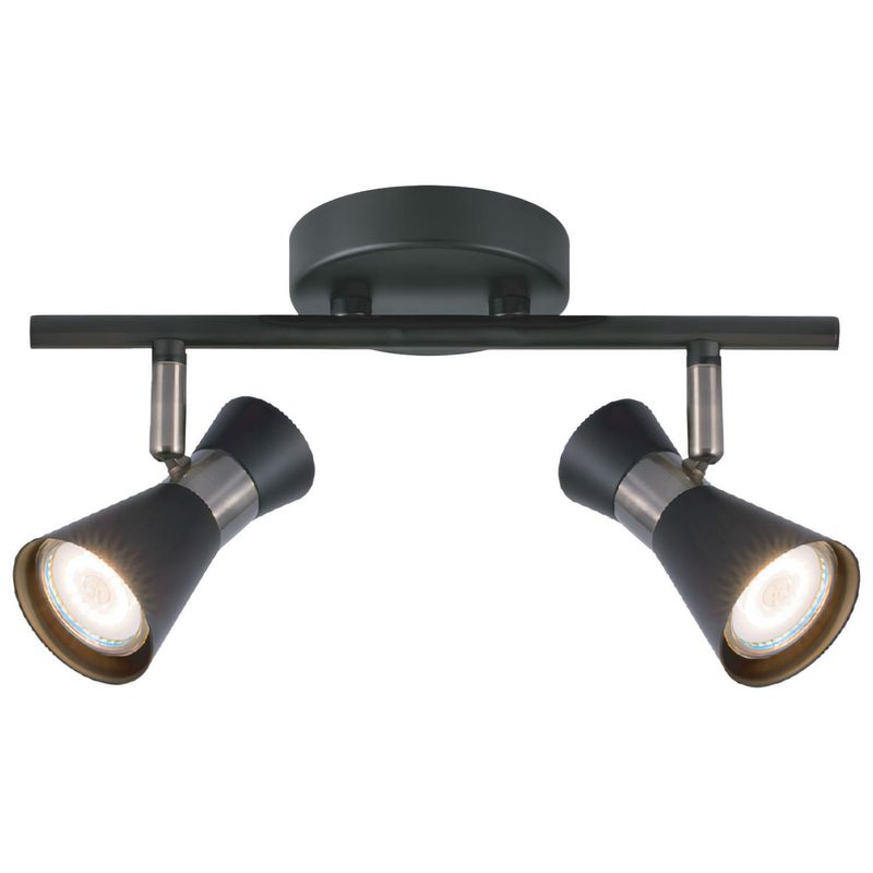 BP ILUMINACION - Barra Tubo 2 Luces Gu10 Metal Negro 32 cm