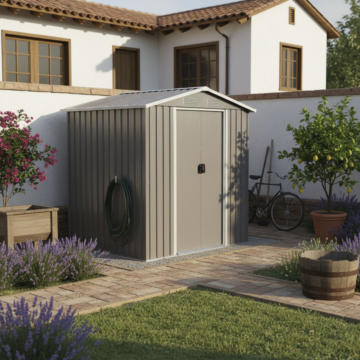 ISUNOR - Bodega Jardín Metálica SD-YX56 Gris 184x194x131 cm