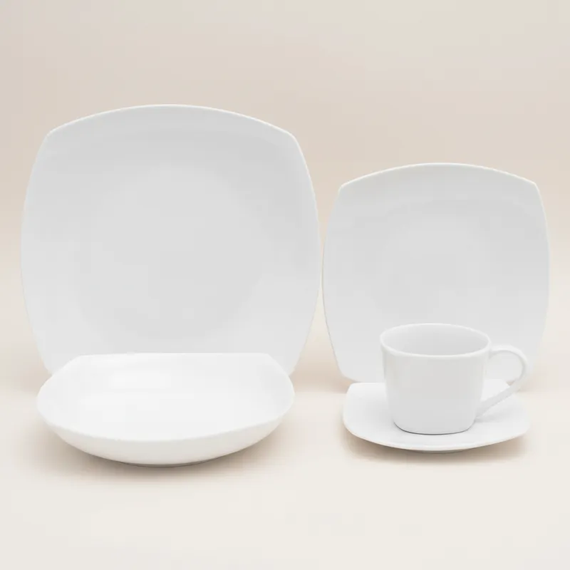 JUST HOME COLLECTION - Juego de Loza 30 Piezas Porcelana Cuadrado Blanco