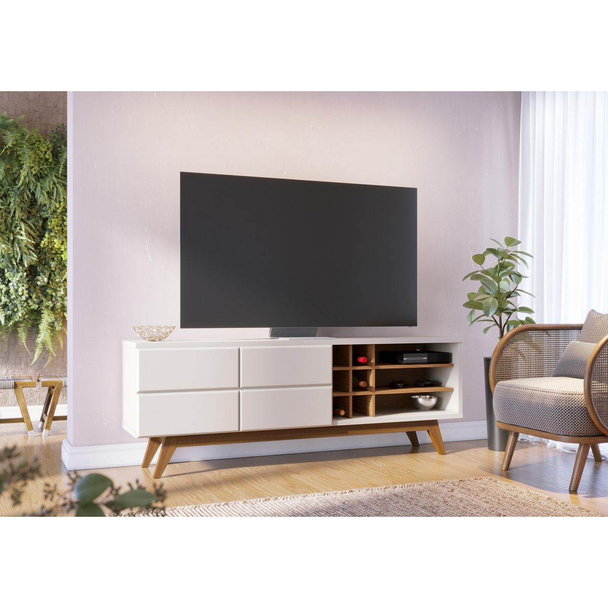 DI PORETTI - Combo Rack TV 75" + Vitrina + Mesa de Centro + Arrimo