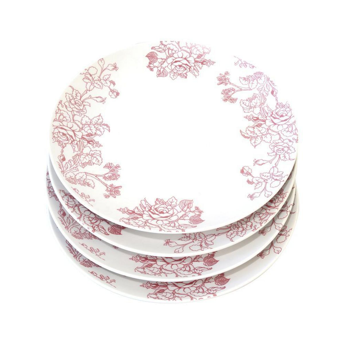 DORAL - Set 4 Platos Base 28 cm Porcelana Flor Rosado