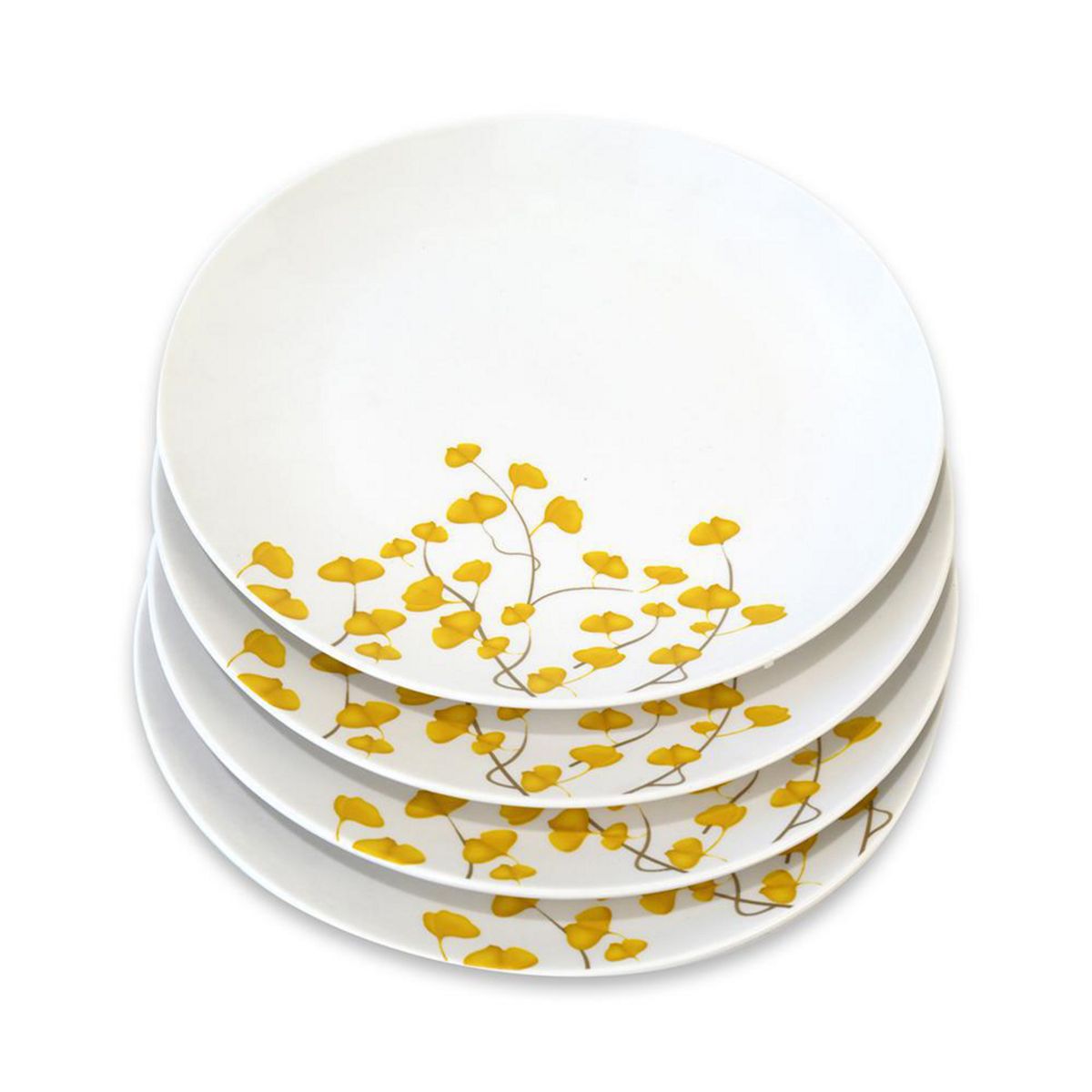 DORAL - Set 4 Platos Base 28 cm Porcelana Flor Amarillo