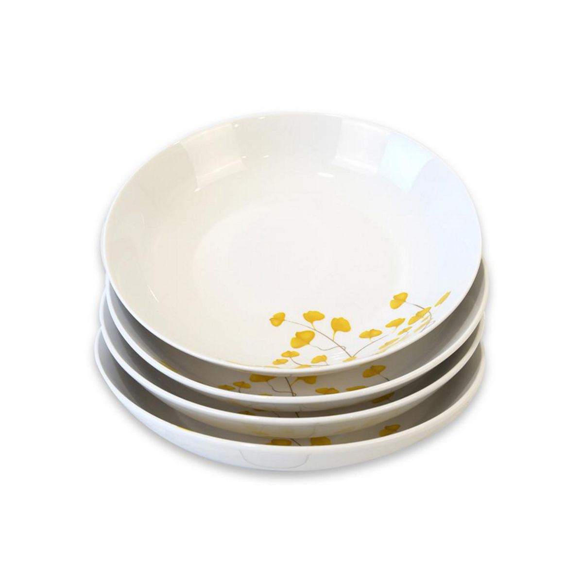 DORAL - Set 4 Platos Hondo 21 cm Porcelana Flor Amarillo