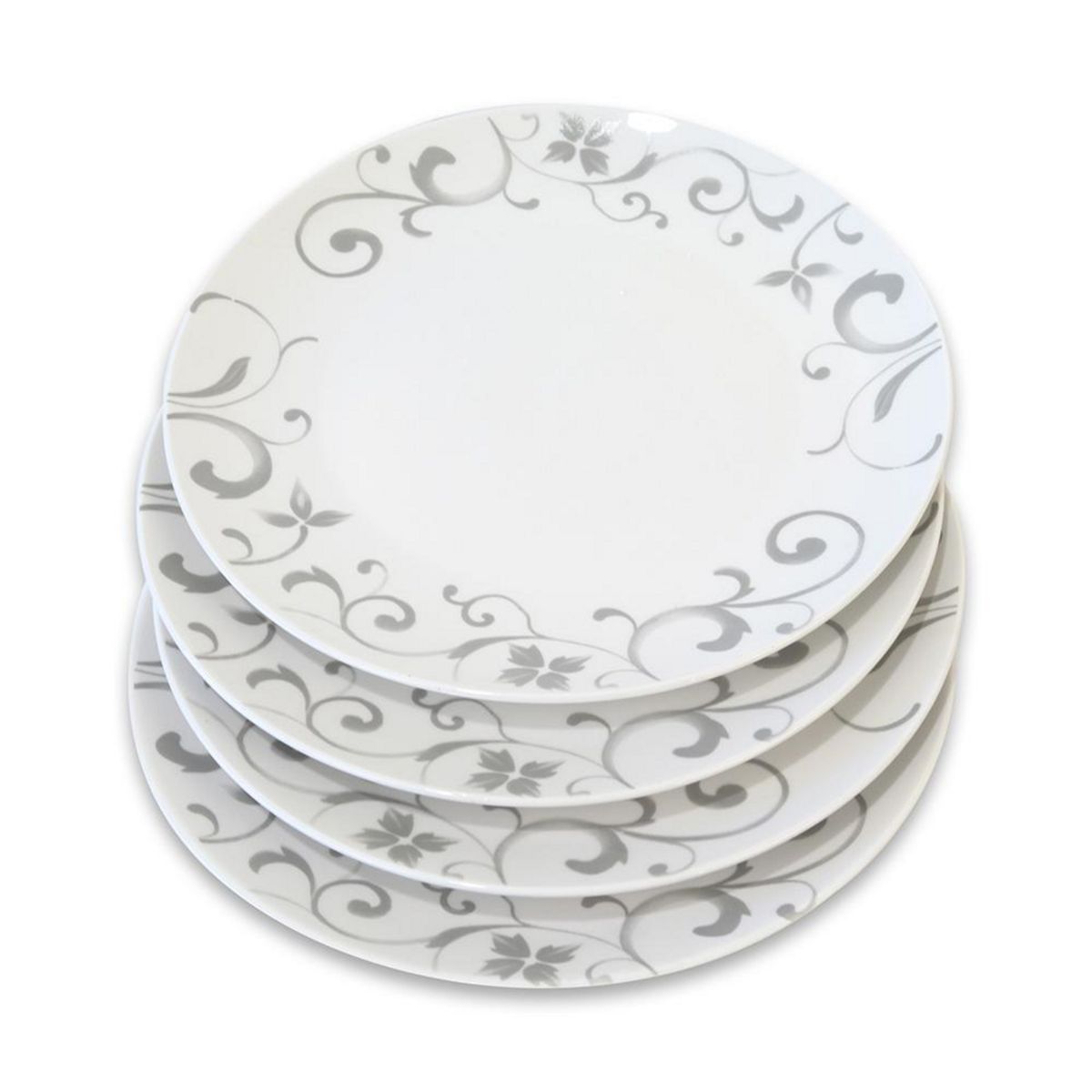 DORAL - Set 4 Platos Base 28 cm Porcelana Flor Gris