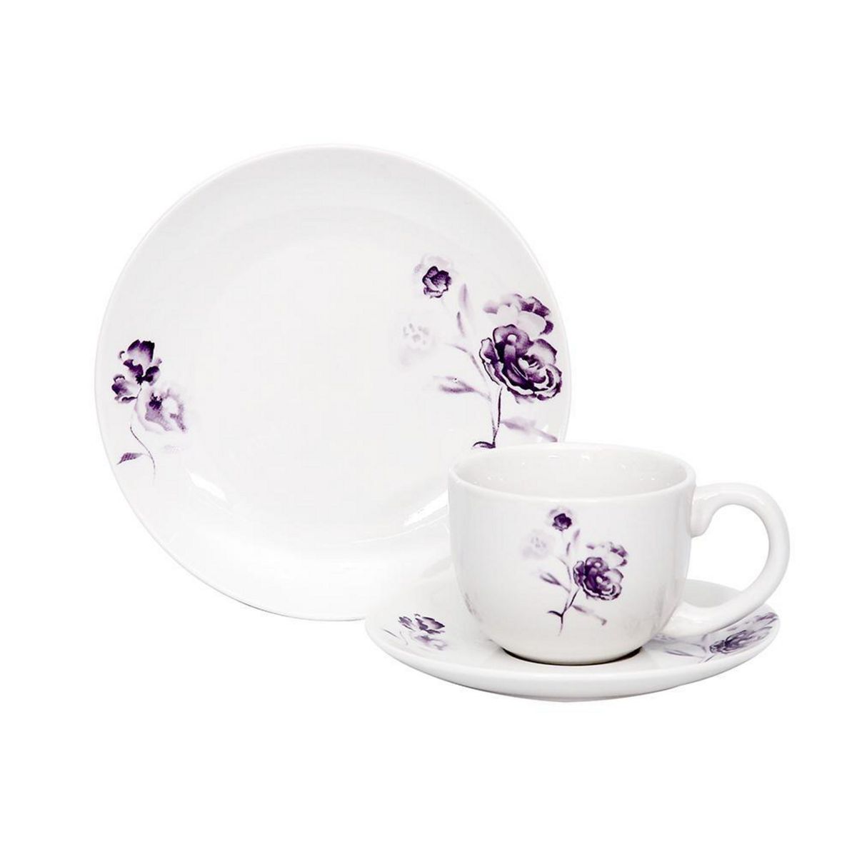 DORAL - Set Vajilla 12 Piezas Porcelana Adela Morado