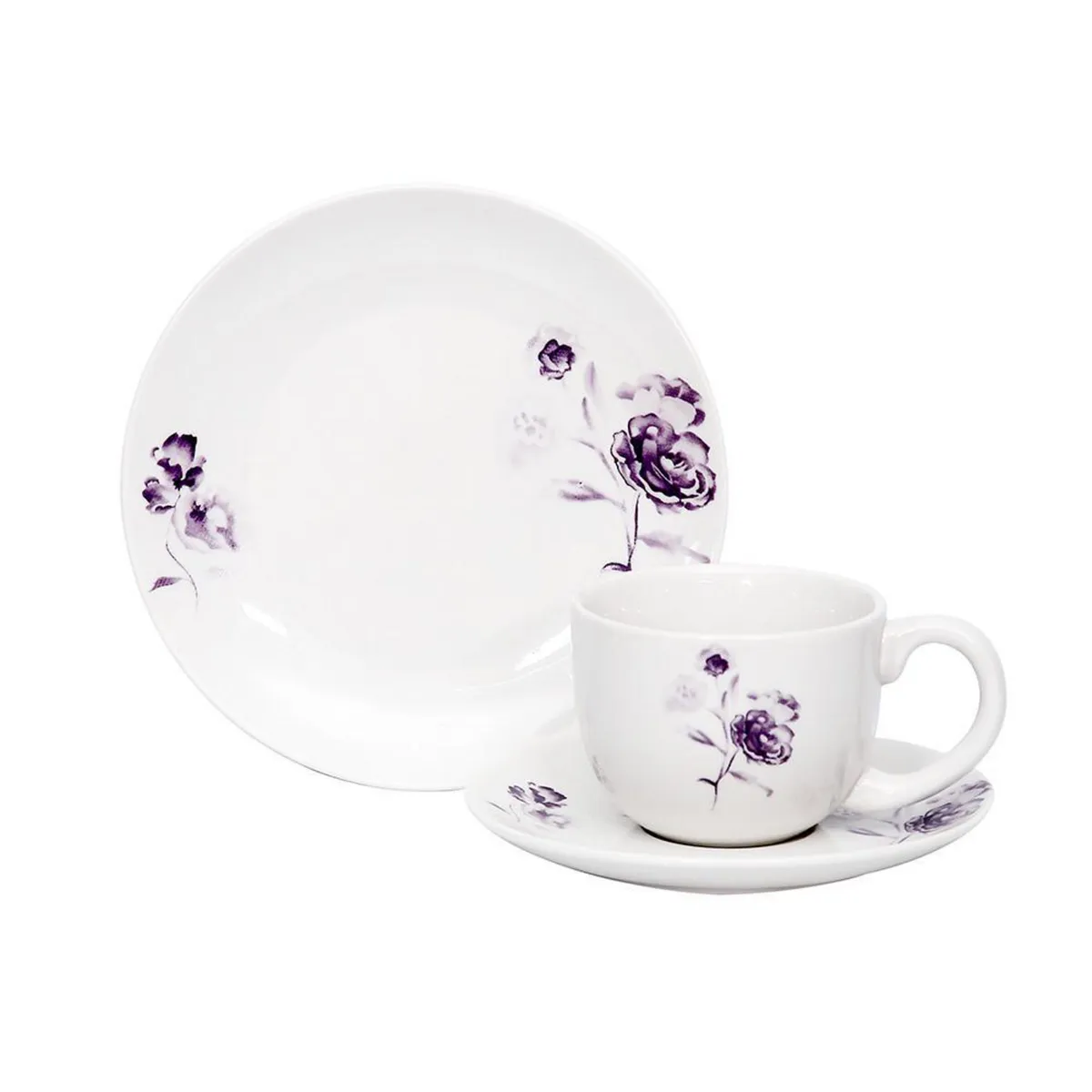 DORAL - Set Vajilla 12 Piezas Porcelana Adela Morado