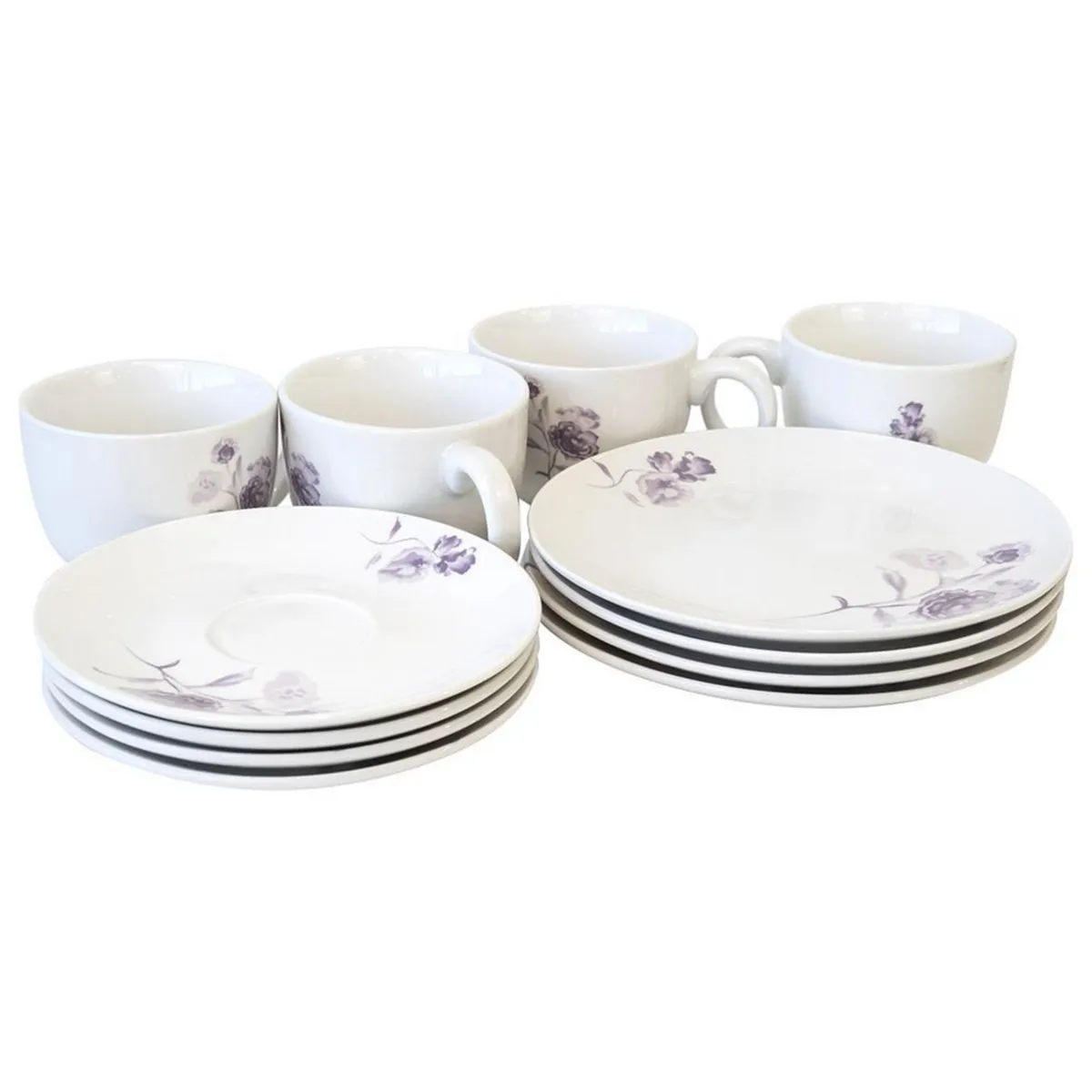 DORAL - Set Vajilla 12 Piezas Porcelana Adela Morado