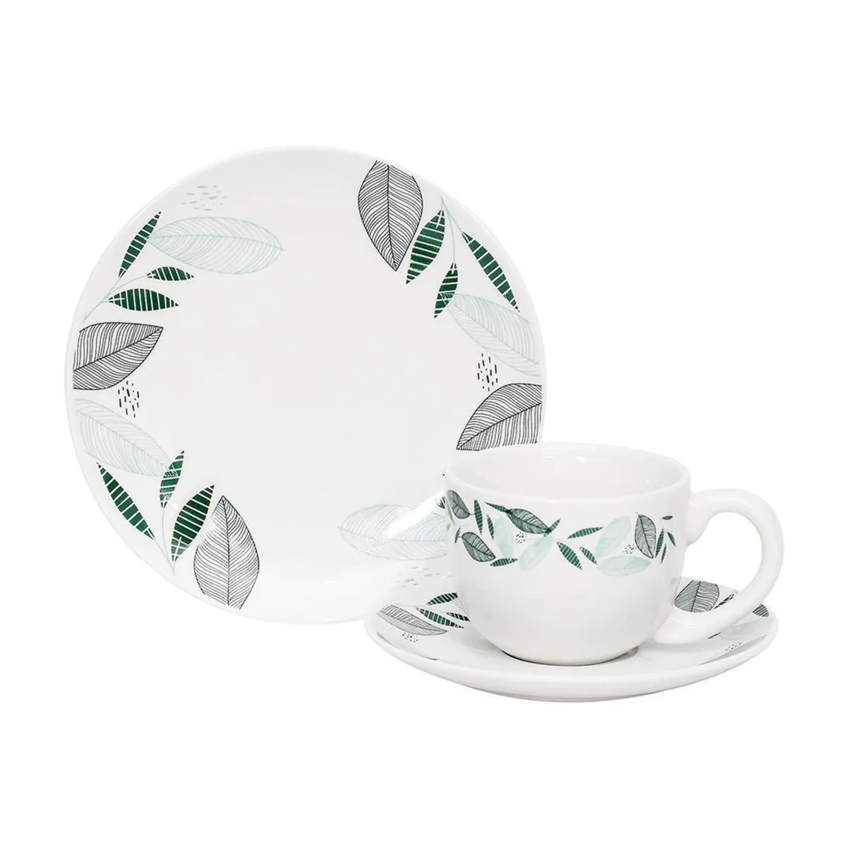DORAL - Set Vajilla 12 Piezas Porcelana Eva Verde