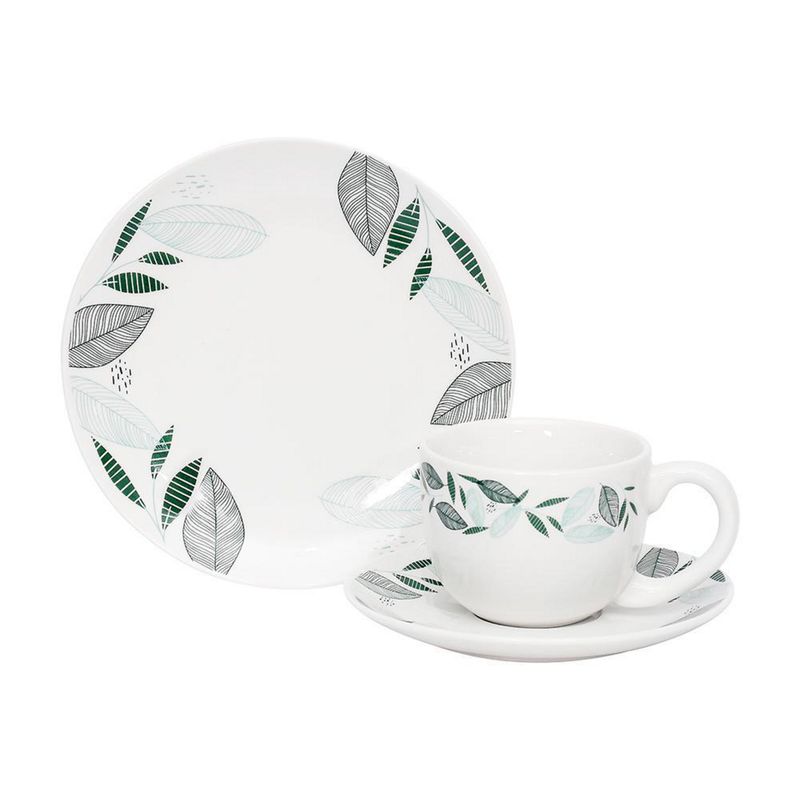 DORAL - Set Vajilla 12 Piezas Porcelana Eva Verde