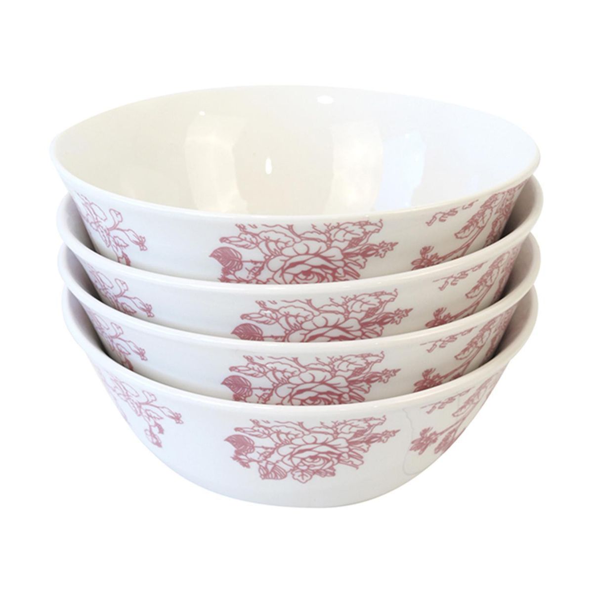 DORAL - Set de 4 Bowls Postre Flor Rojo