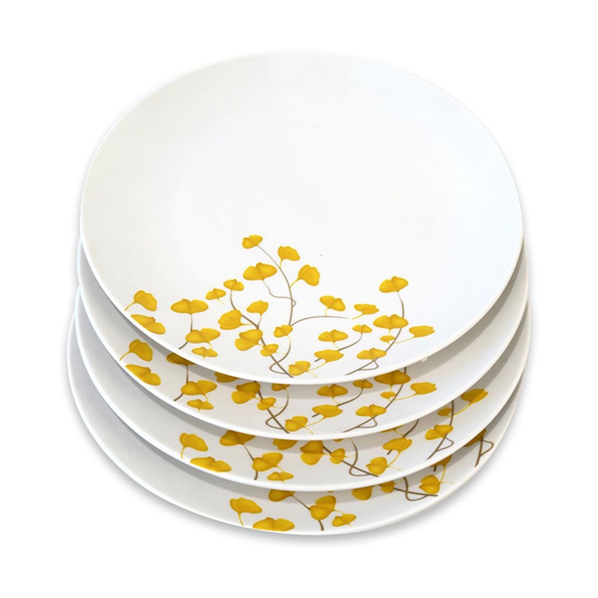 DORAL - Set 4 Platos Pan 18 cm Porcelana Flor Amarillo
