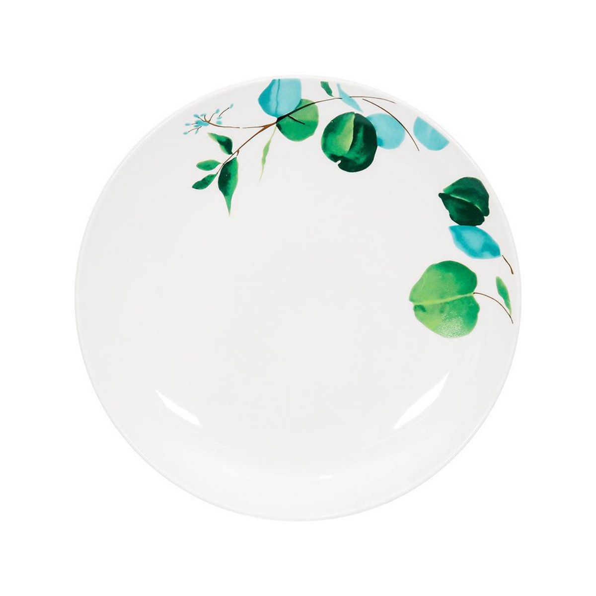 DORAL - Set 4 Platos Hondo 21 cm Porcelana Flor Verde