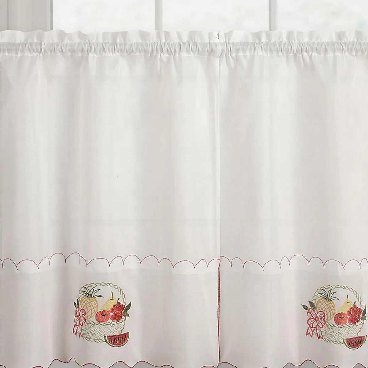 DORAL - Set 3 Cortinas De cocina 148x40 cm Blanco