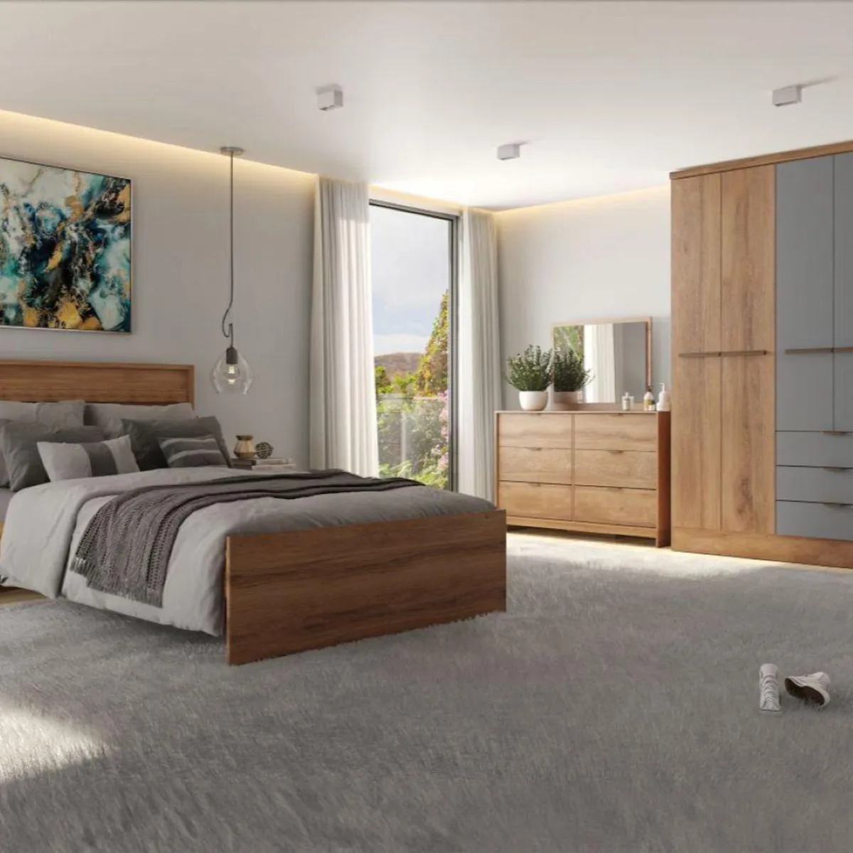 ROCA - Closet 6 Puerta(s) 3 Cajón(es) 5 Repisa(s) 130x206x46.50 cm Canela