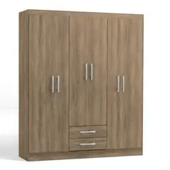 ROCA - Closet 6 Puerta(s) 2 Cajón(es) 3 Repisa(s) 154x182x45 cm Café