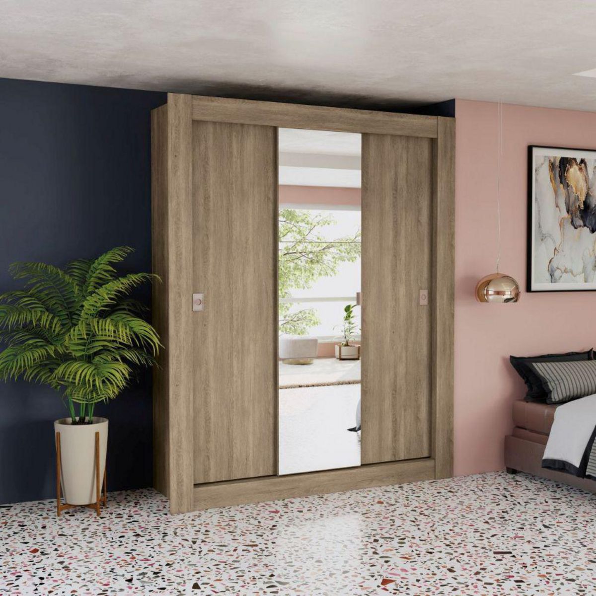 ROCA - Closet 3 Puerta(s) 5 Repisa(s) 170x205x55 cm Nogal