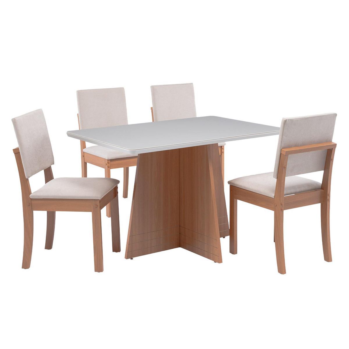 ROCA - Juego de Comedor Lotus 4 Sillas Mesa Rectangular 105x76x135 cm Café