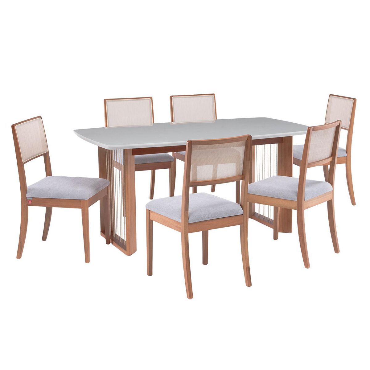 ROCA - Juego de Comedor Eva 6 Sillas Mesa Rectangular 90x79x170 cm Ceniza