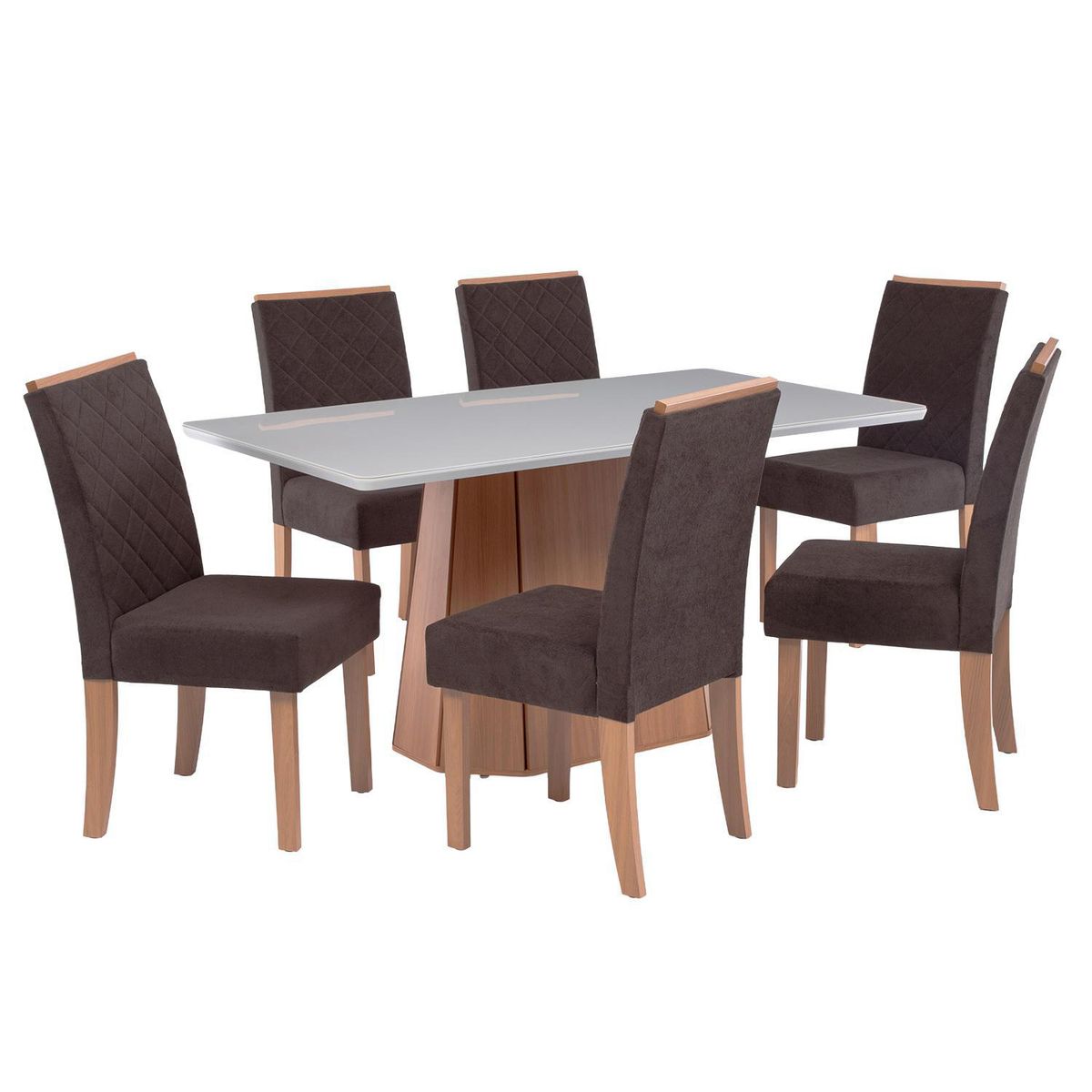 ROCA - Juego de comedor Ribeira 4 Sillas Mesa Rectangular 90x80x160 cm Canela