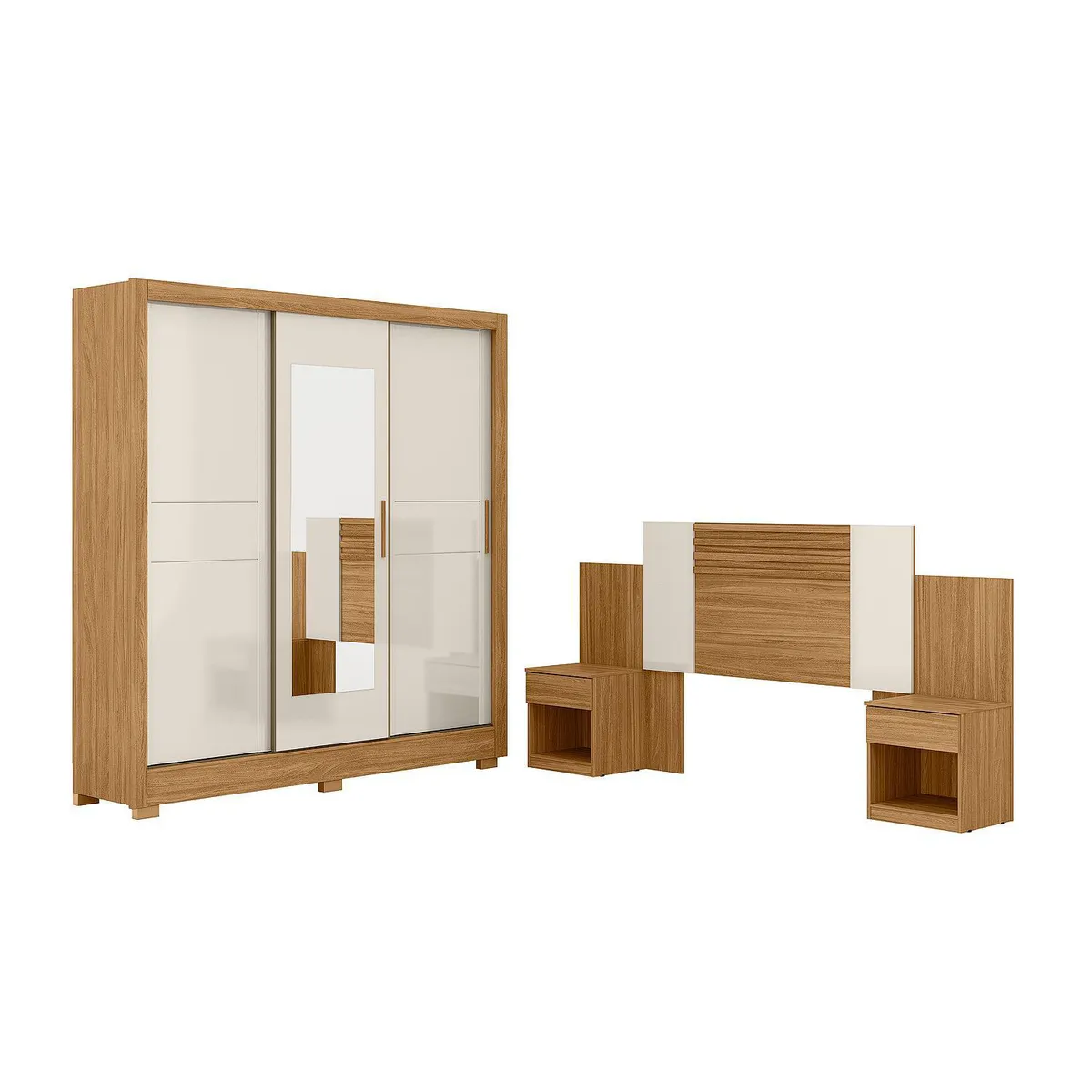 DI PORETTI - Combo closet 3 Puerta(s) 3 Cajón(es) 6 Repisa(s) 202x212x52 cm Café