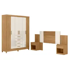 DI PORETTI - Combo closet 6 Puerta(s) 4 Cajón(es) 3 Repisa(s) 165x204x47 cm Café