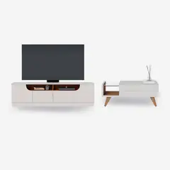DI PORETTI - Combo Rack TV 75 " Santorini Blanco 200x55.8x54 cm