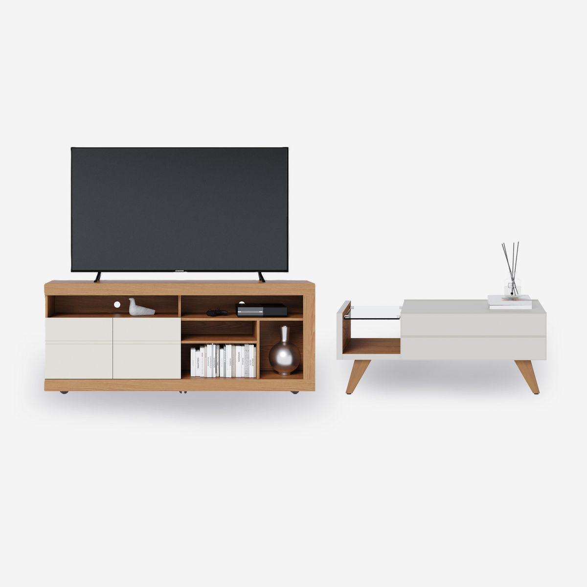 DI PORETTI - Combo Rack TV 65 " Inaja Blanco 160x68x54 cm