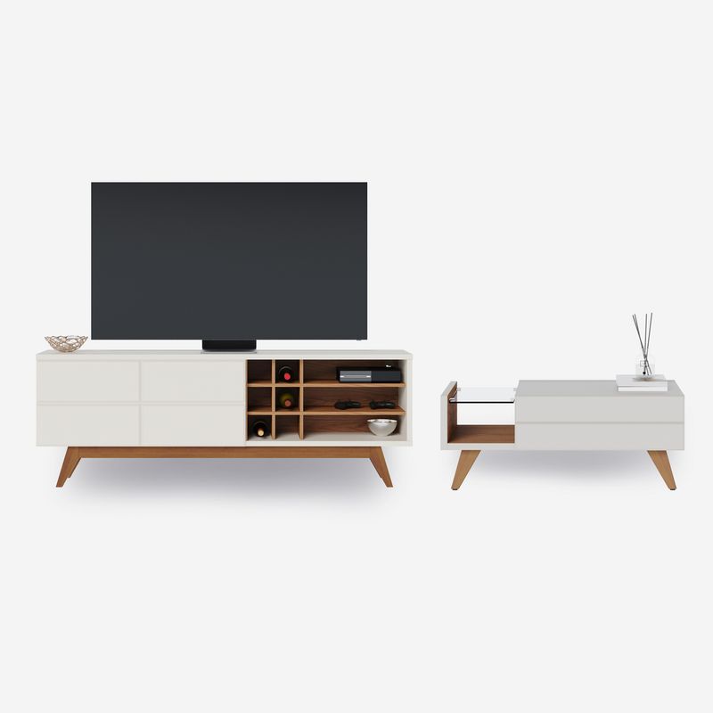 DI PORETTI - Combo Rack TV 75 " Noronha Blanco 180x64.20x54 cm