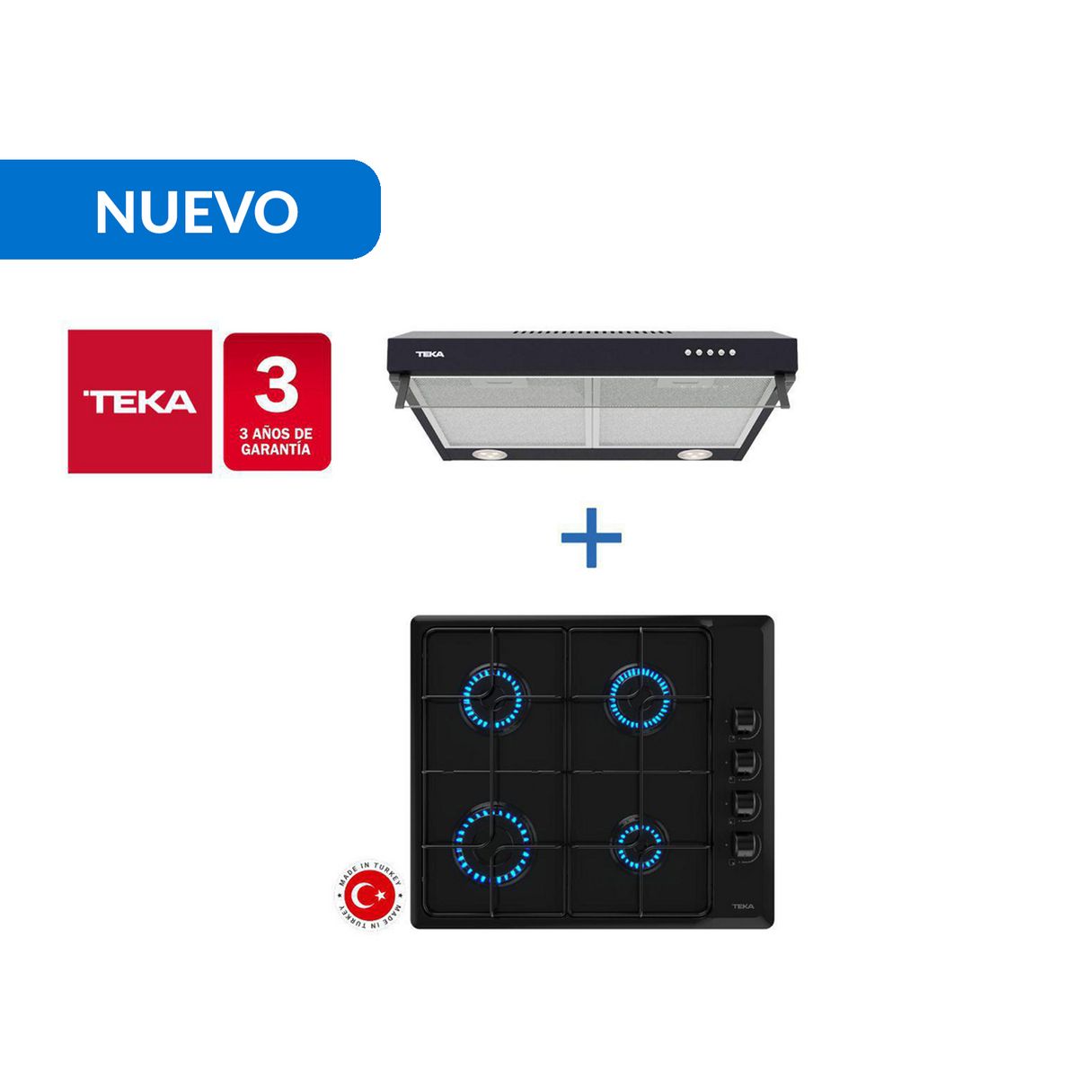 TEKA - Combo Empotrado Encimera Y Campana,Hlx 640 Bk + Cx62120 Bk
