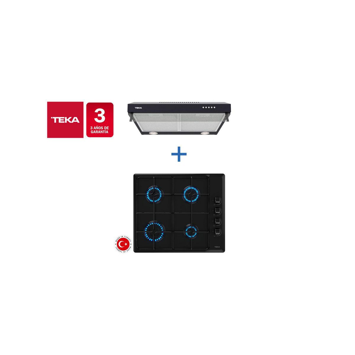 TEKA - Combo Empotrado Encimera Y Campana,Hlx 640 Bk + Cx62120 Bk