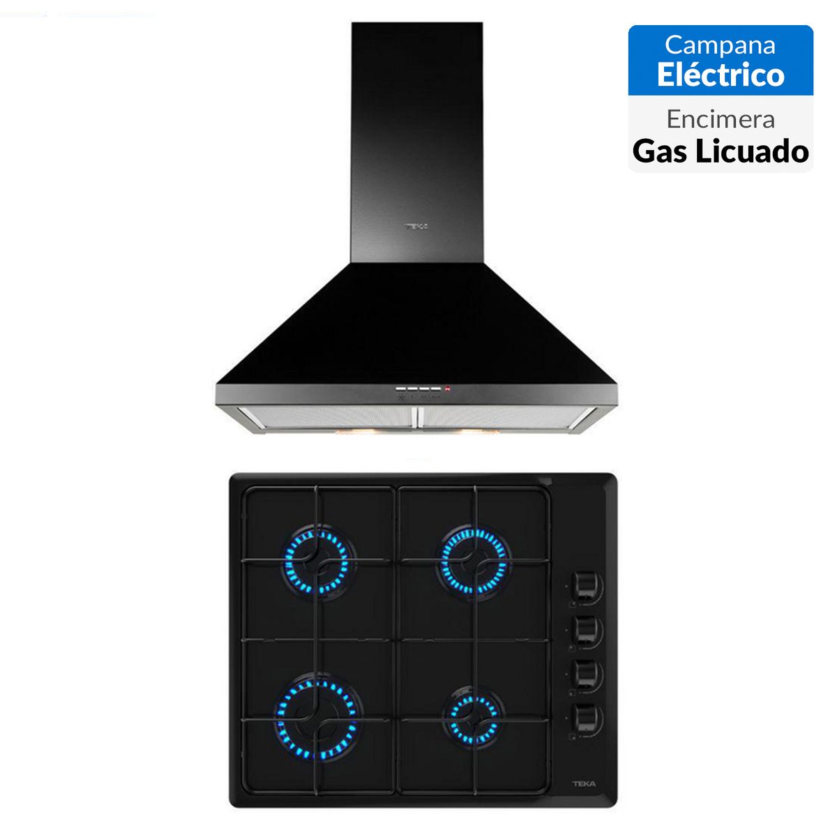 TEKA - Combo Empotrado Encimera Y Campana, Hlx 640 Bk + Dbb 60 Bk