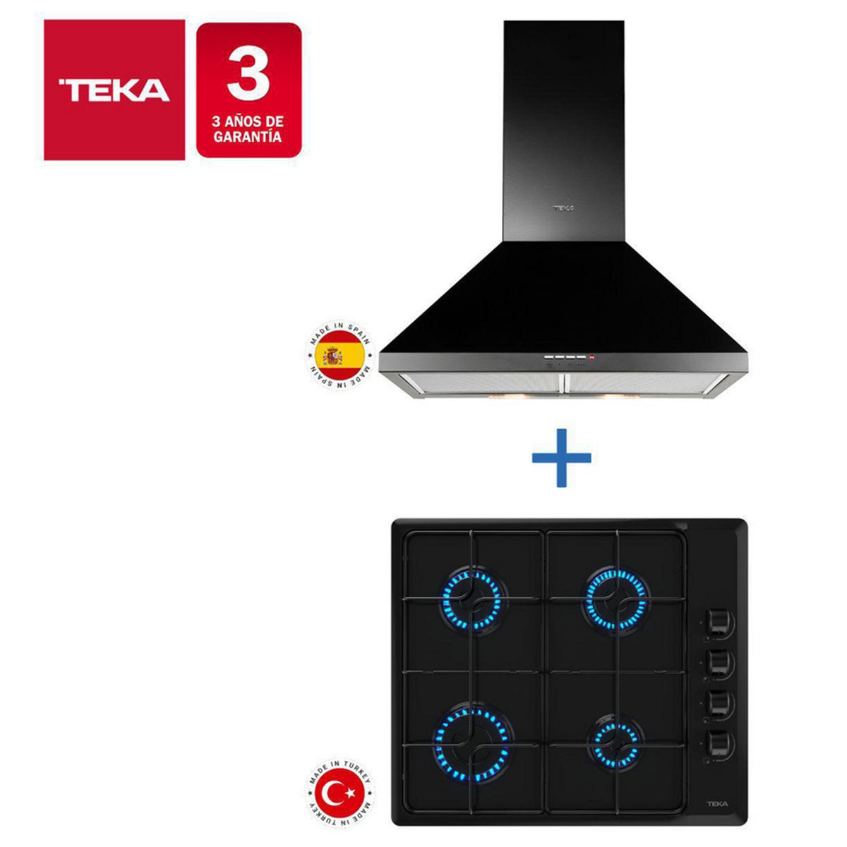TEKA - Combo Empotrado Encimera Y Campana, Hlx 640 Bk + Dbb 60 Bk