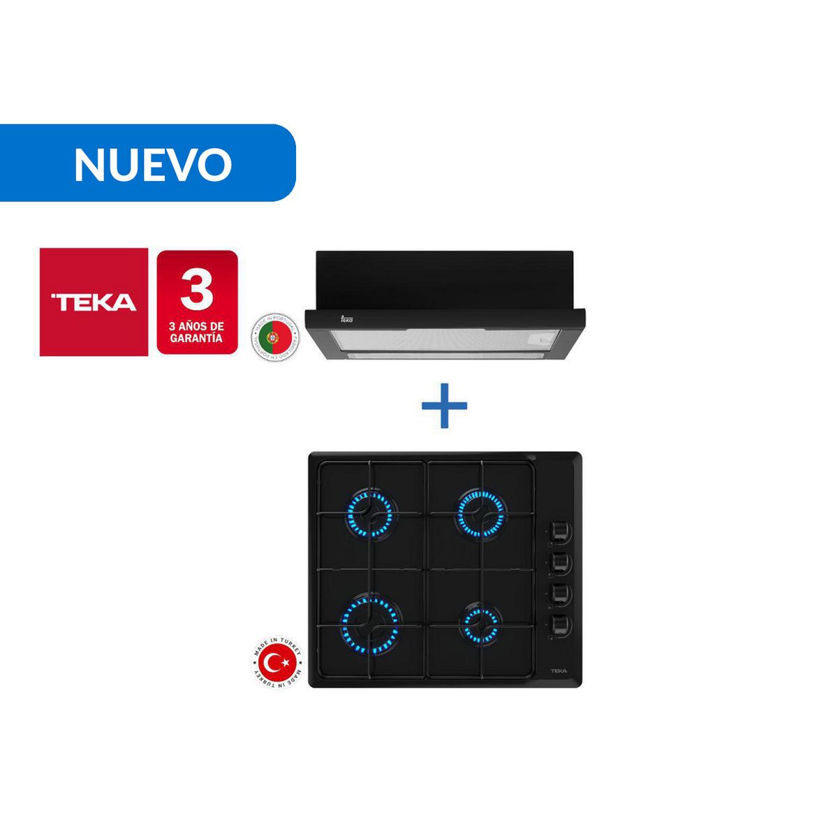 TEKA - Combo Empotrado Encimera Y Campana, Hlx 640 Bk + Tl6310 Bk
