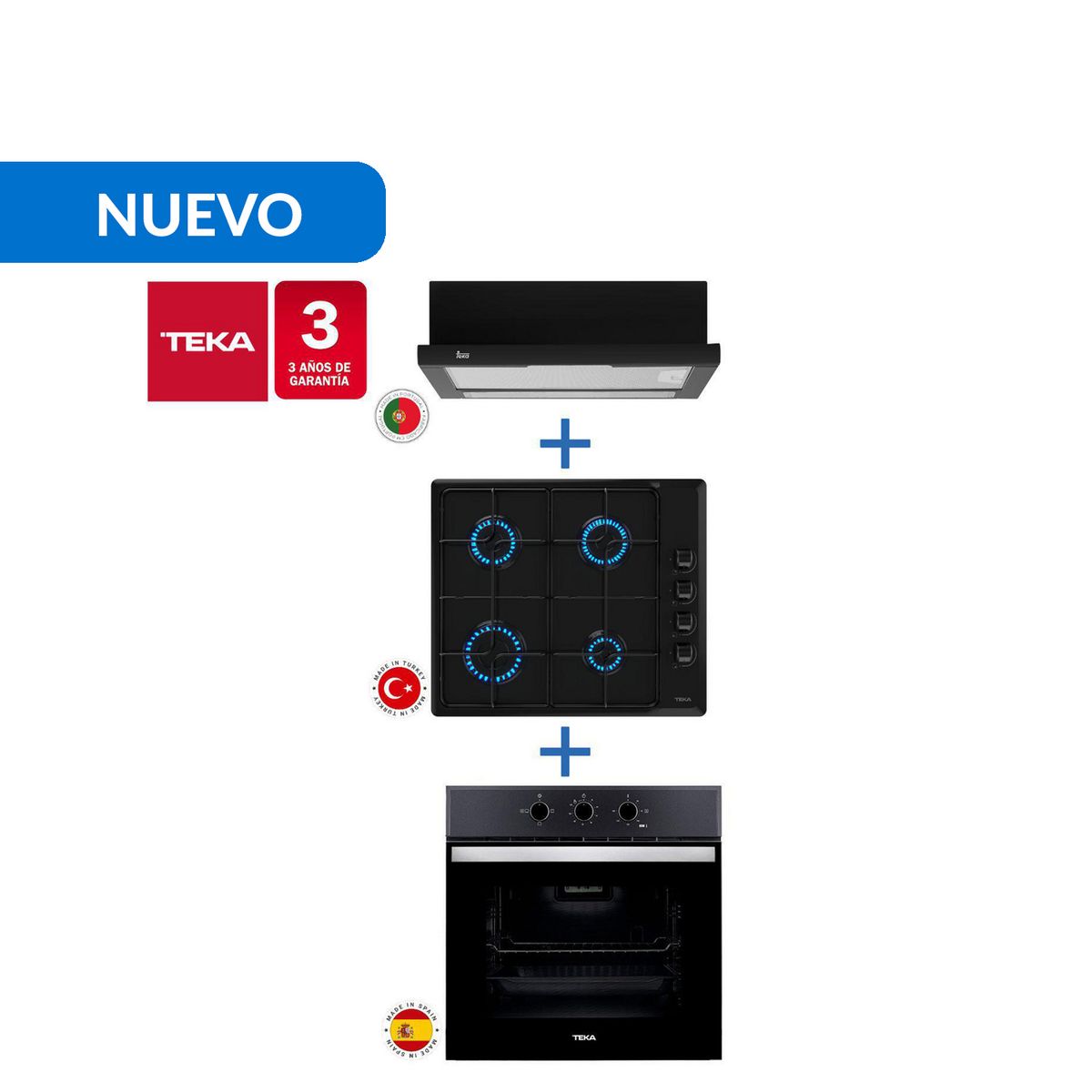 TEKA - Combo Empotrado Horno, Encimera, Campana, Hbb510 + Hlx640Bk + Tl6310Bk