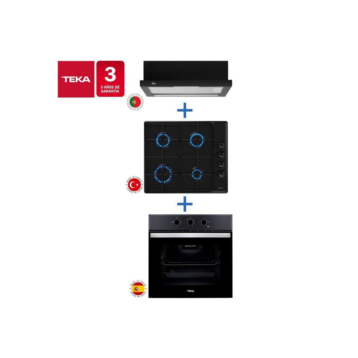 TEKA - Combo Empotrado Horno, Encimera, Campana, Hbb510 + Hlx640Bk + Tl6310Bk
