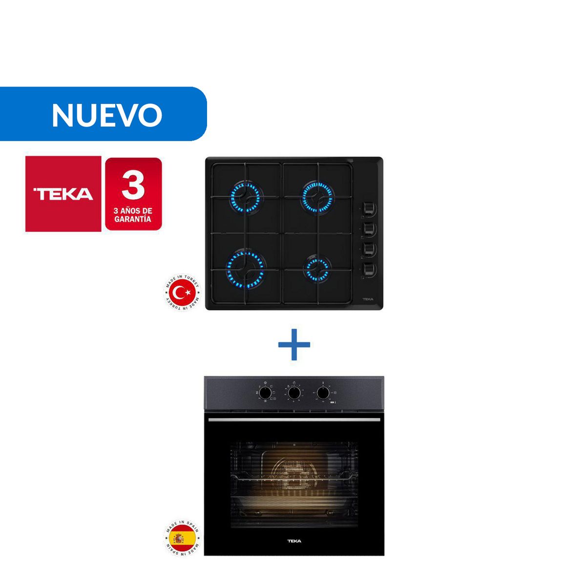 TEKA - Combo Empotrado Horno y Encimera, Hsb 610 + Hlx 640 Bk
