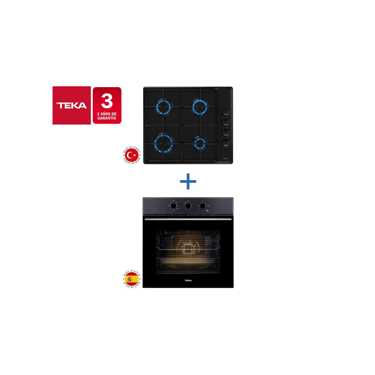 TEKA - Combo Empotrado Horno y Encimera, Hsb 610 + Hlx 640 Bk