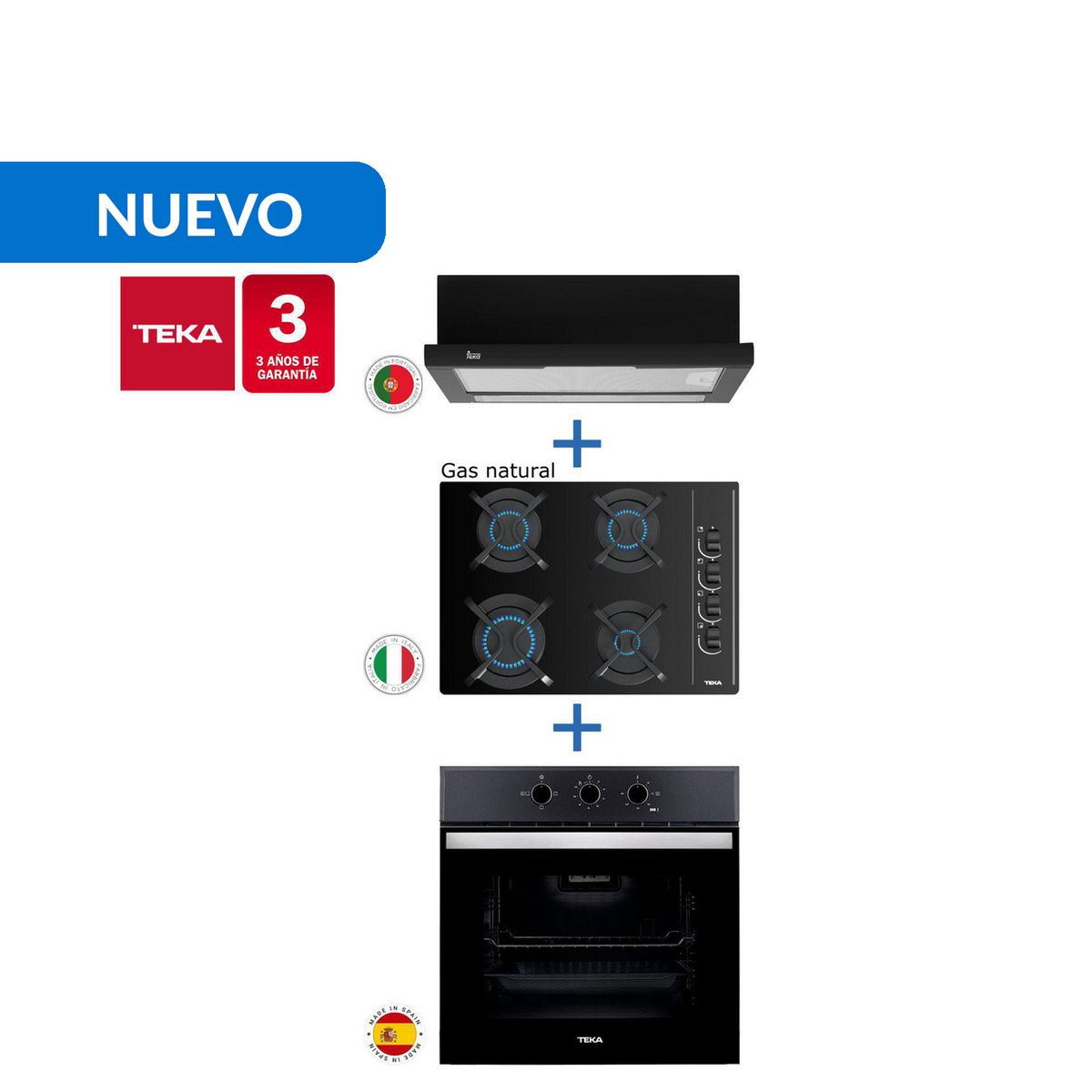 TEKA - Combo Empotrado Horno, Cocina, Campana, Hbb510 + Gbc64003 Nat + Tl6310 Bk