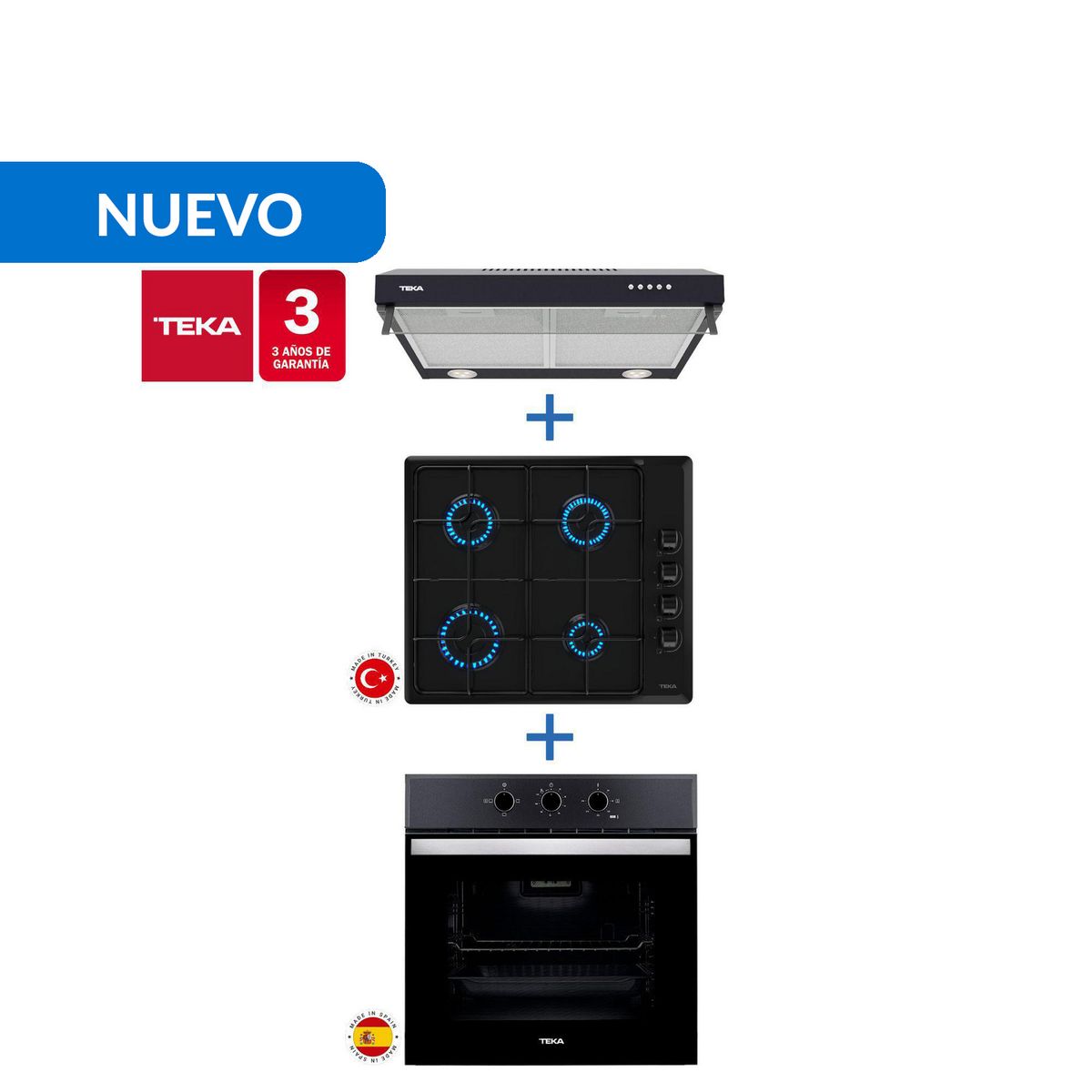 TEKA - Combo Empotrado Horno, Encimera, Campana, Hbb510 + Hlx640Bk + Cx62120Bk