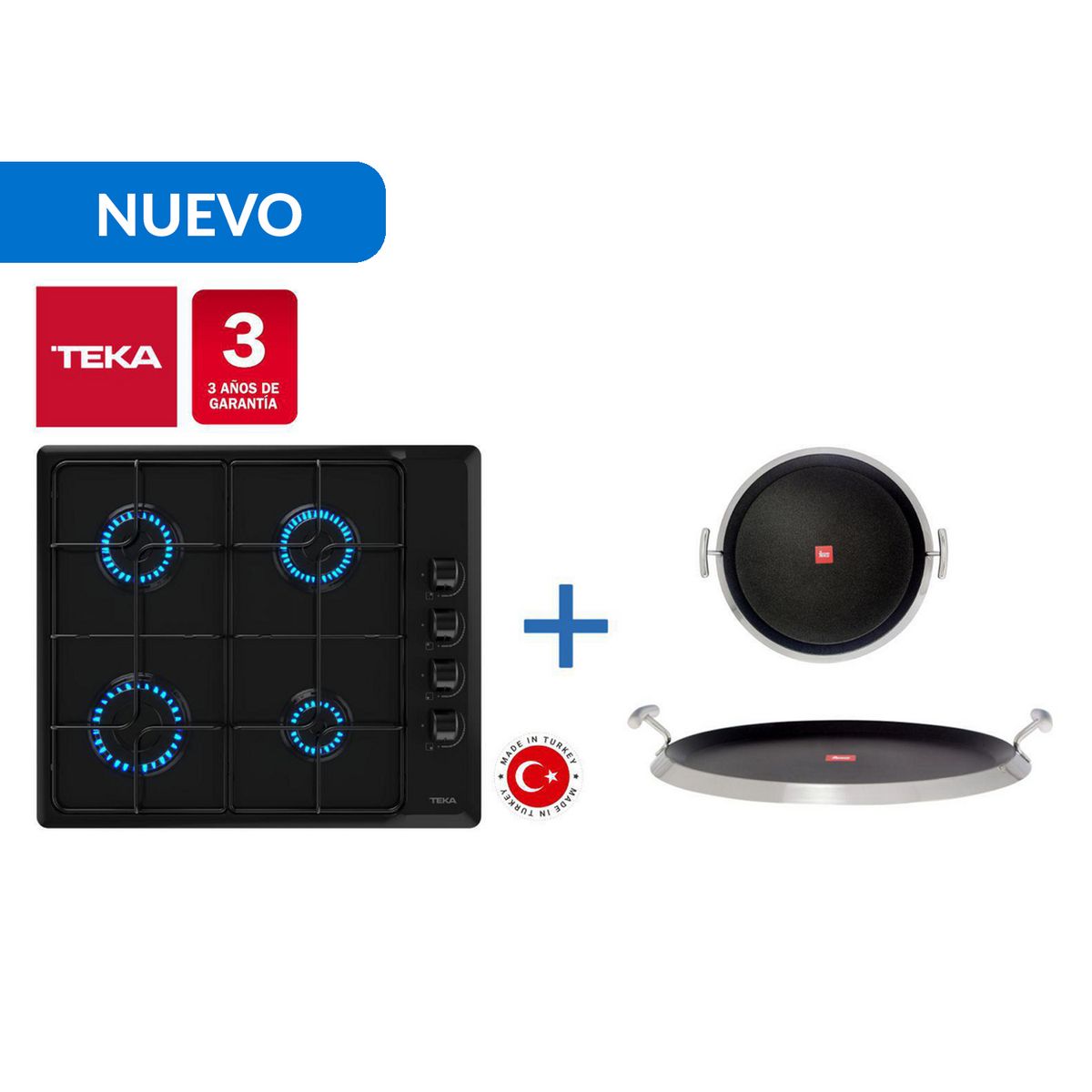 TEKA - Combo Empotrado Encimera, Grill Redondo, Hlx640 Bk + Grill Redondo