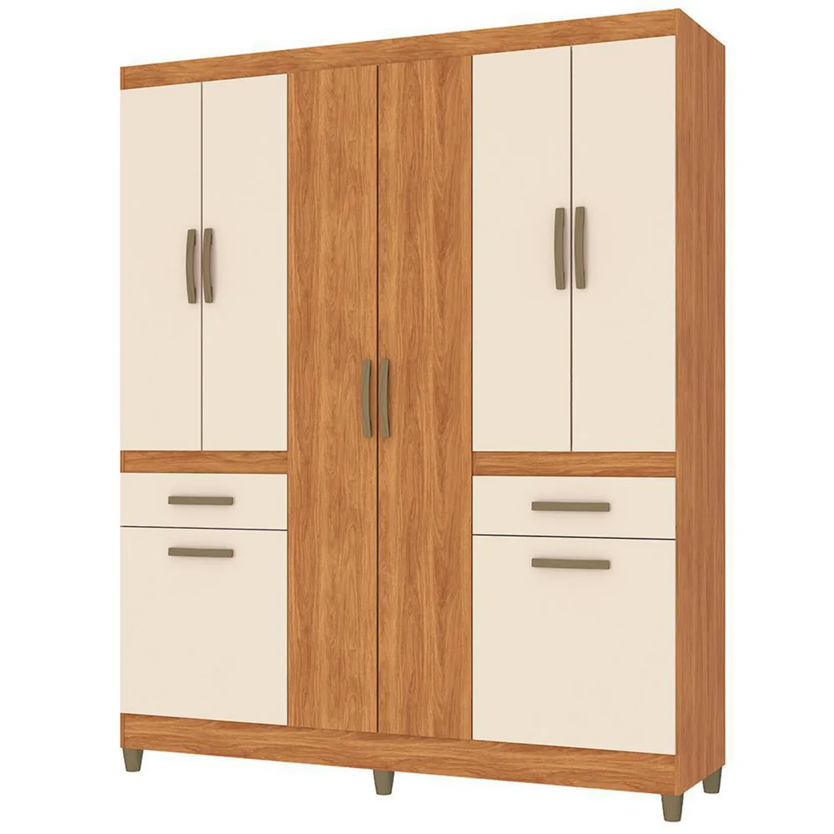 VEKKAHOME - Closet 8 Puerta(s) 2 Cajón(es) 6 Repisa(s) 163x200x47 cm Beige