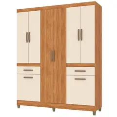 VEKKAHOME - Closet 8 Puerta(s) 2 Cajón(es) 6 Repisa(s) 163x200x47 cm Beige