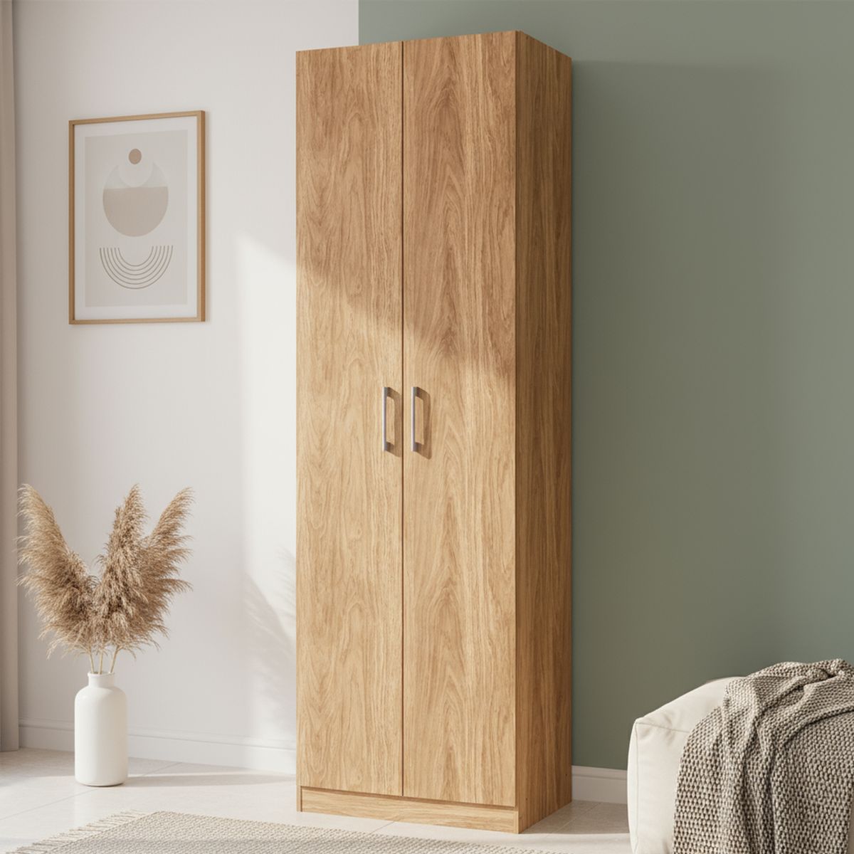 VEKKAHOME - Closet Cali 2 Puerta(s) 5 Repisa(s) 57x182x35 cm Café