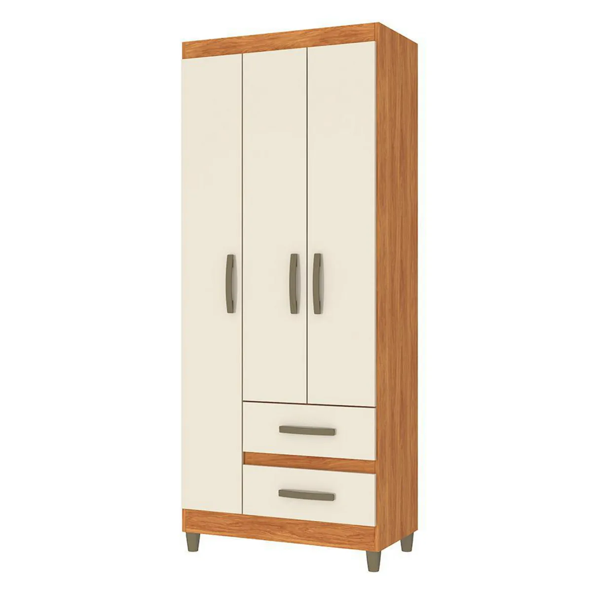 VEKKAHOME - Closet 3 Puerta(s) 2 Cajón(es) 4 Repisa(s) 75x180x40 cm Beige