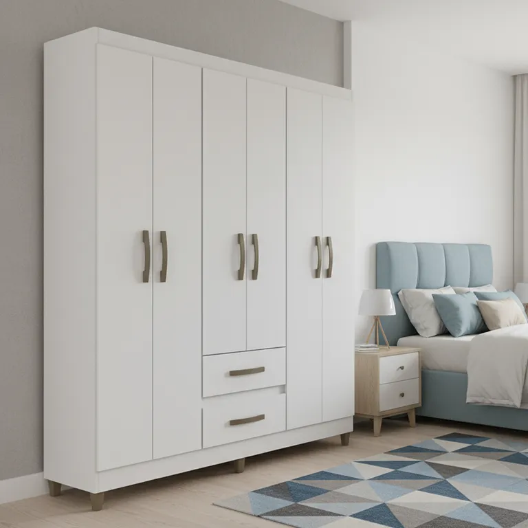Closet 6 Puerta(s) 2 Cajón(es) 6 Repisa(s) 148x180x40 cm Blanco