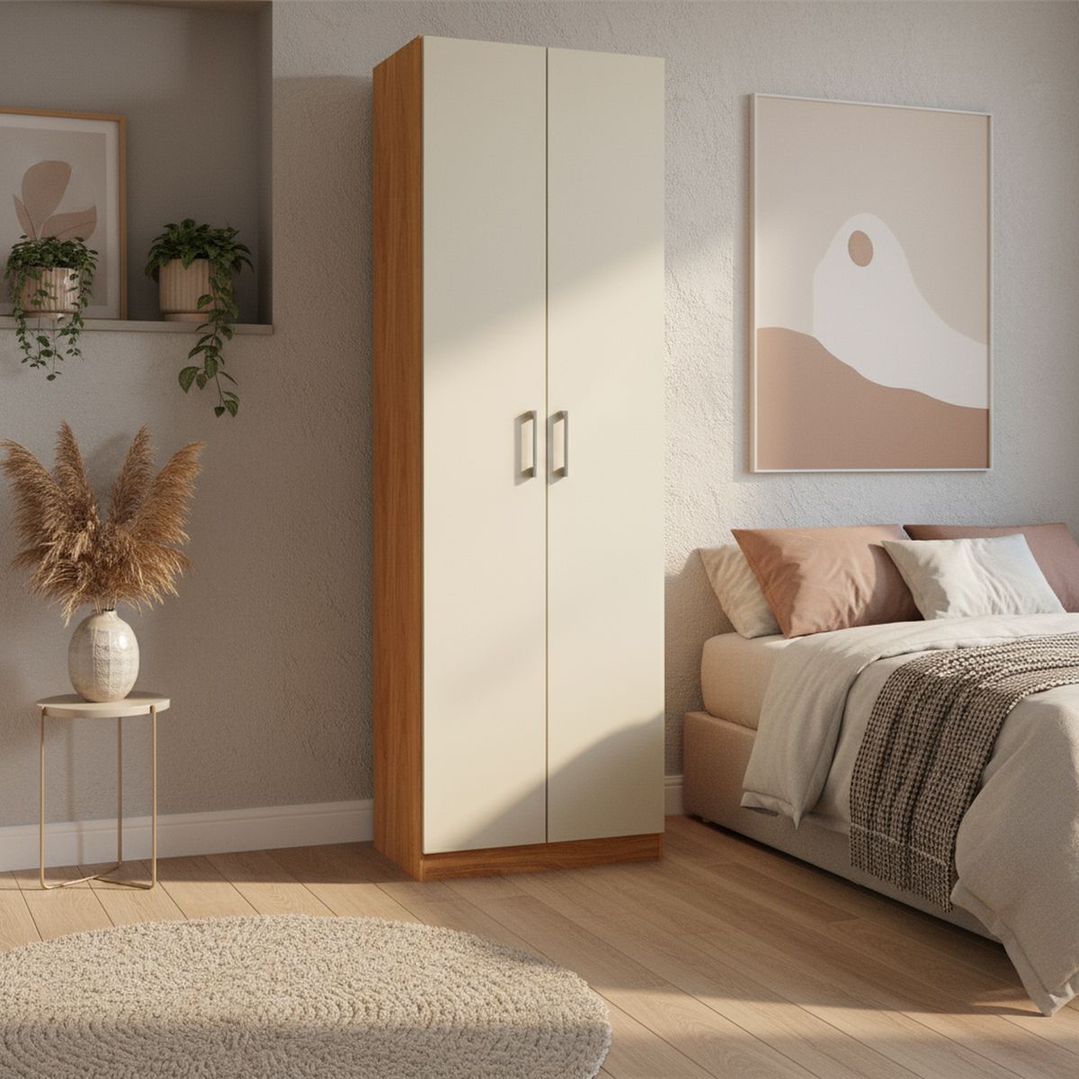 VEKKAHOME - Closet Cali 2 Puerta(s) 5 Repisa(s) 57x182x35 cm Beige