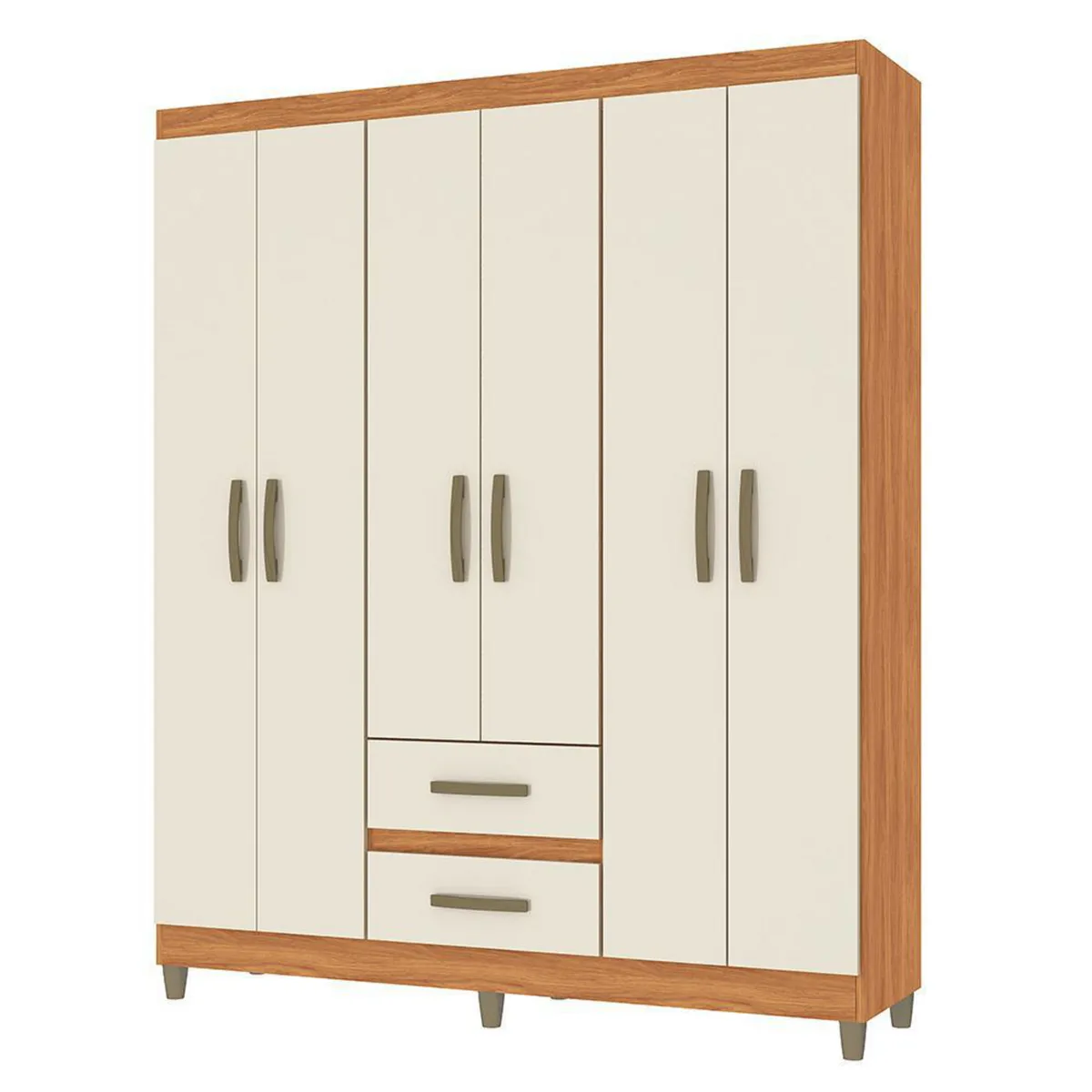 VEKKAHOME - Closet 6 Puerta(s) 2 Cajón(es) 6 Repisa(s) 148x180x40 cm Beige