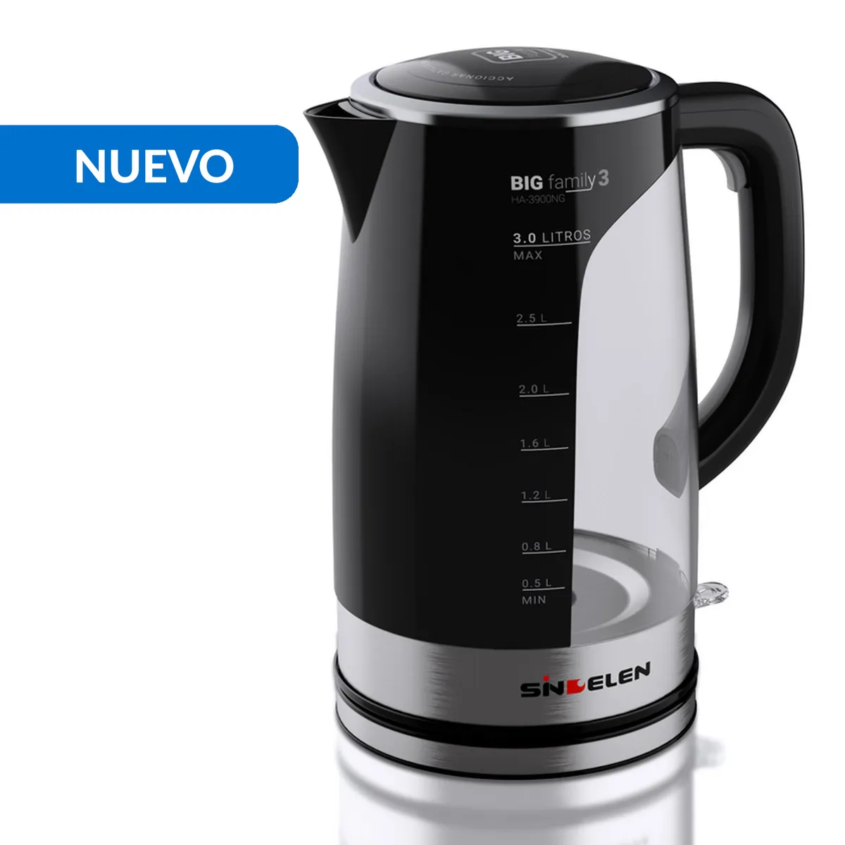 SINDELEN - Hervidor Eléctrico 3 Litros Negro HA-3900NG